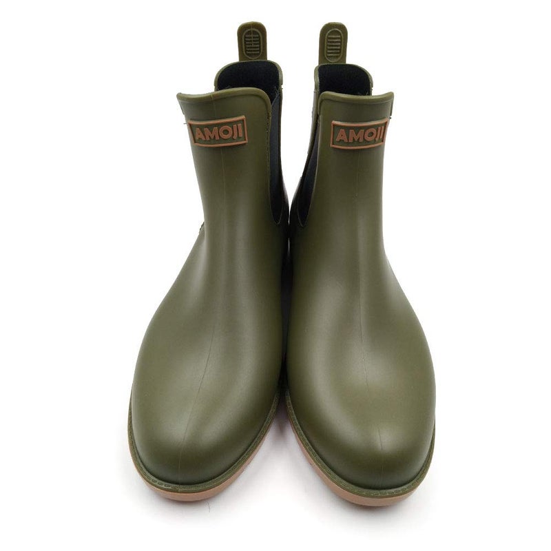 Amoji Unisex Chelsea Rain Boots Waterproof Ankle Boots Short Rainy Footwear 919 Olivegreen 8 Women/7 Men - Image 5